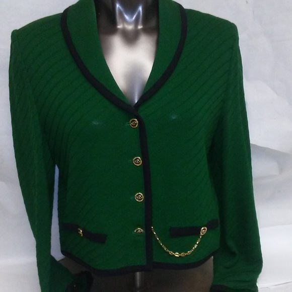 St. John Jackets & Blazers - st john green jacket blazer black chain coat